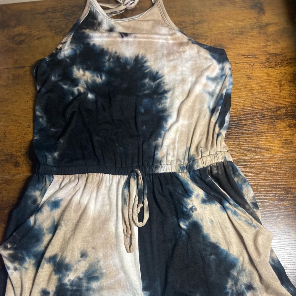 Medium Halter one piece tie dyed shorts outfit